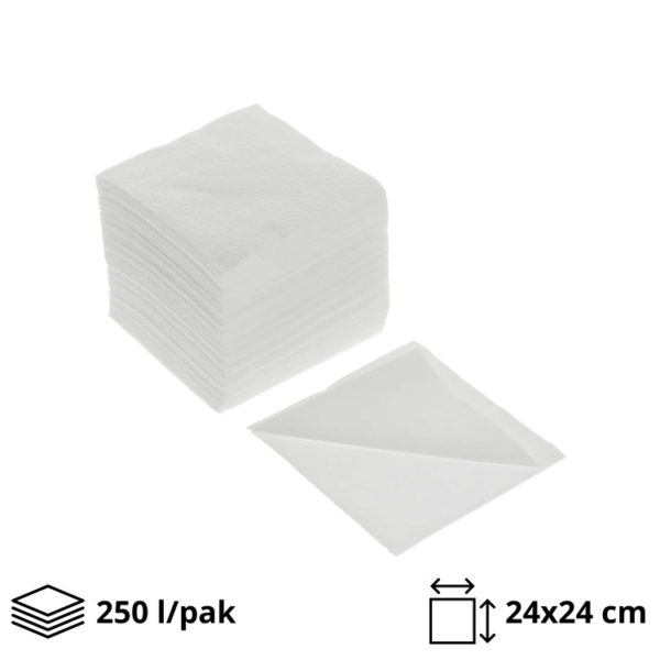 Papirnate salvete 2 sl 24×24 cm bjeli 250 l/pak