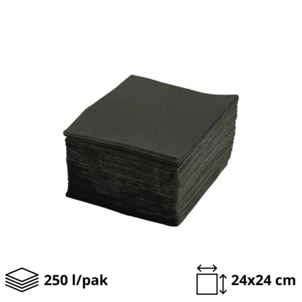 Papirnate salvete 2 sl 24×24 cm 250 l/pak, crno