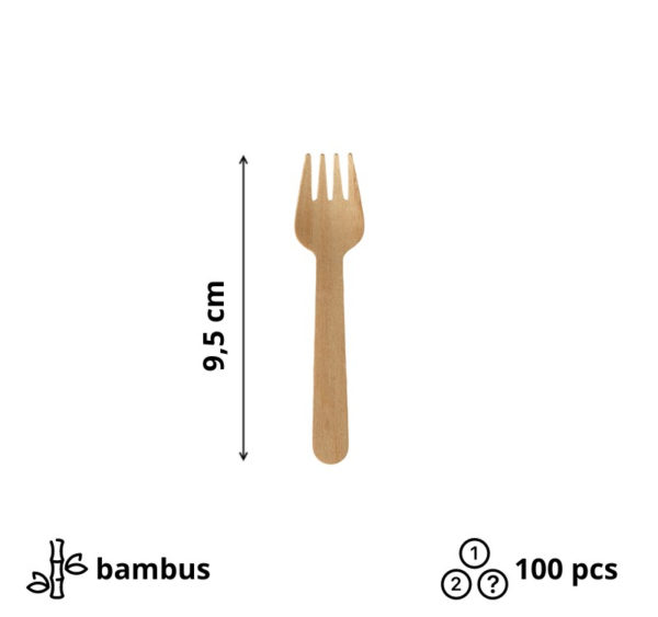 Mini vilica od bambusa BAMBUS SNACK 9,5cm 100 kom