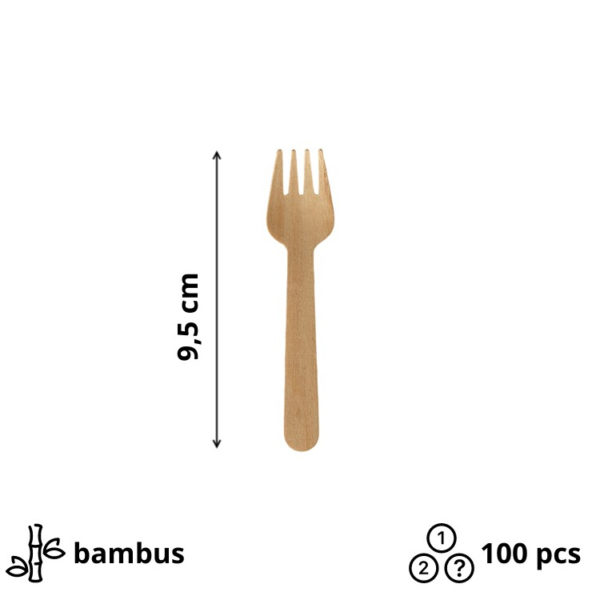 Mini vilica od bambusa BAMBUS SNACK 9,5cm 100 kom