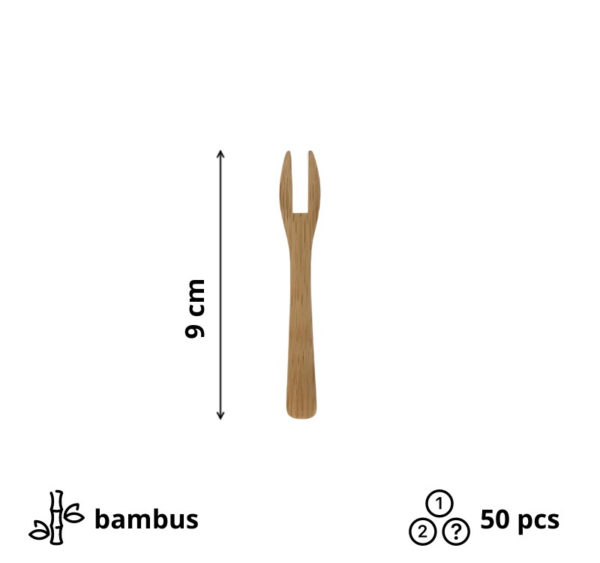 Mini vilica od bambusa TWIN 9 cm 50 kom (20 pack)