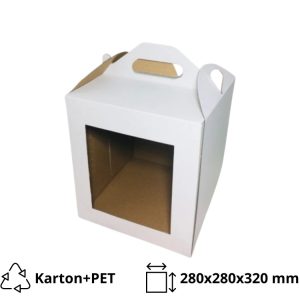 Kutija za tortu s prozorom 280x280x320 mm bijela [5 kom/pak]
