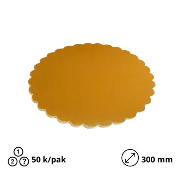 Podmetač krug za torte karton d = 300 mm zlato / biser ojačana 3,2 mm [5 kom/pak]