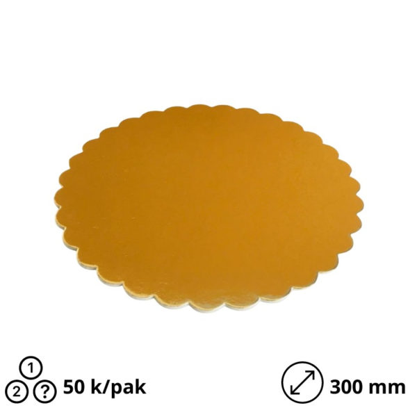 Podmetač krug za torte karton d = 300 mm zlato / biser ojačana 3,2 mm [5 kom/pak]