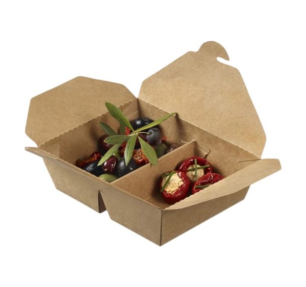 Papirnata posuda sa separatorom 800ml 170x135x50 mm dvostrani kraft 50 kom