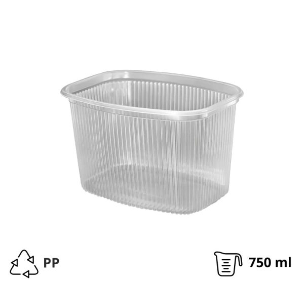 Posuda PP 750 ml 139x102x90mm prozirna, bez porkova [10 kom/pak]