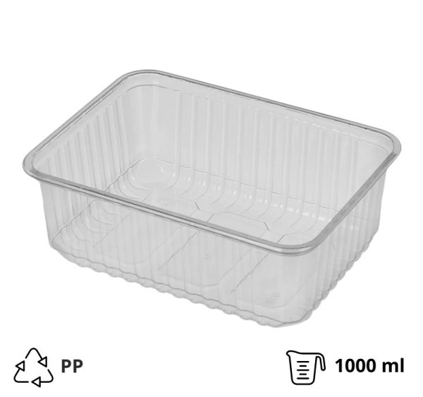 Posuda PP 1000 ml 179х132х63 mm prozirna, bez poklopca [50 kom/pak]