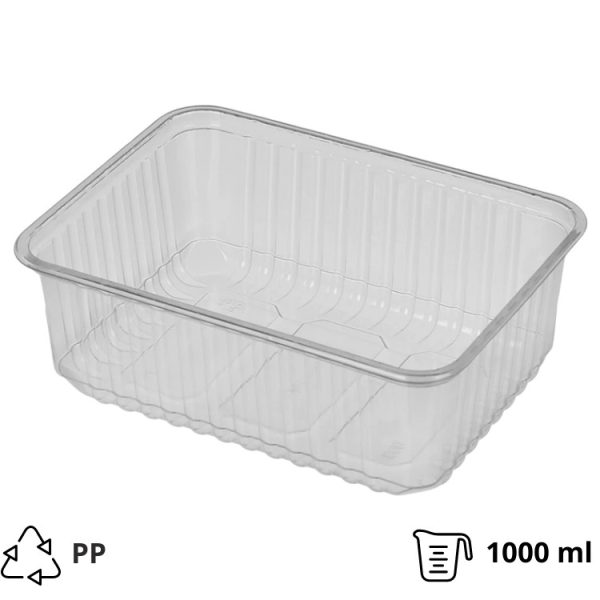 Posuda PP 1000 ml 179х132х63 mm prozirna, bez poklopca [50 kom/pak]