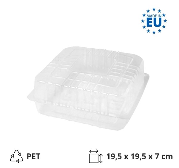 Posuda za poklopcem PET 195х195х70 mm prozirna [100 kom/pak]