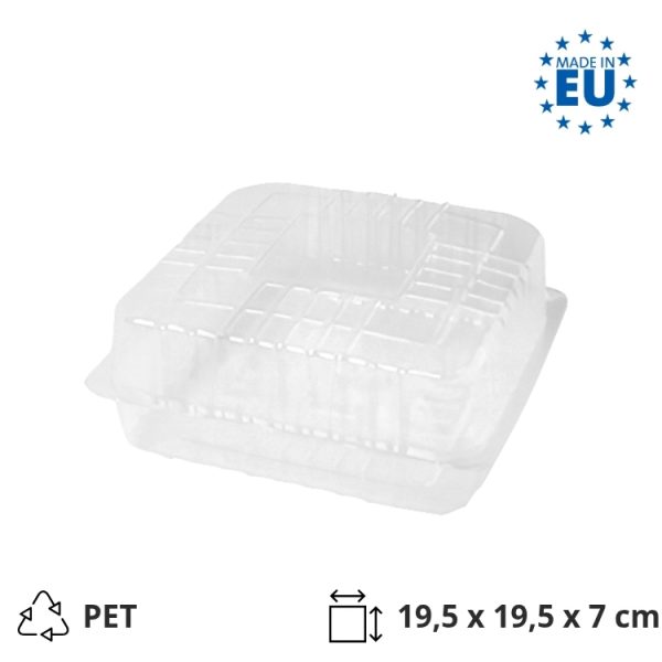 Posuda za poklopcem PET 195х195х70 mm prozirna [100 kom/pak]