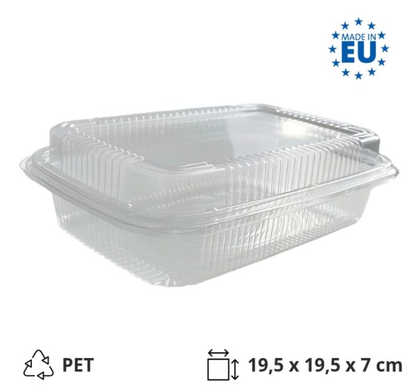 Posuda za poklopcem PET 195х195х70 mm prozirna [100 kom/pak]