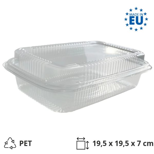 Posuda za poklopcem PET 195х195х70 mm prozirna [100 kom/pak]