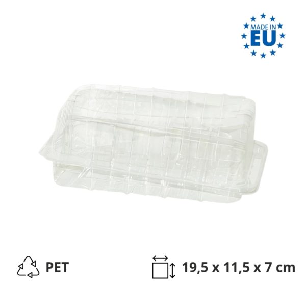 Posuda PET 115х195х70 mm proziran s poklopcem [50 kom/pak]