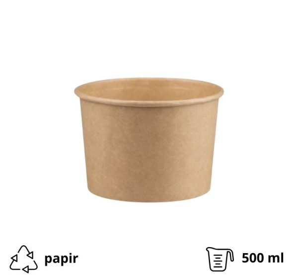 Papirnata posuda 500 ml d=115 mm h=78 mm, kraft, bez poklopca 50 kom