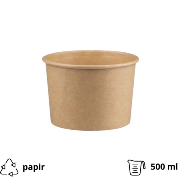 Papirnata posuda 500 ml d=115 mm h=78 mm, kraft, bez poklopca 50 kom