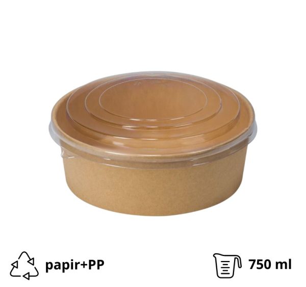 Papirnata posuda za poklopcem 750 ml d=150 mm kraft, komplet, 50 kom