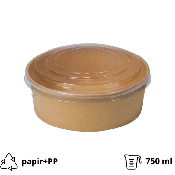 Papirnata posuda za poklopcem 750 ml d=150 mm kraft, komplet, 50 kom