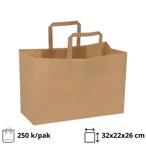 Papirnata vrećica sa ravnom ručkom 320х220х270 mm kraft 250 kom
