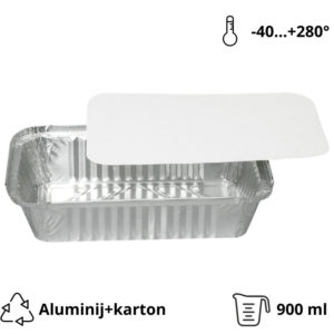 Alu posuda za poklopcem 900 ml 212x147x48 mm, komplet, 100 kom
