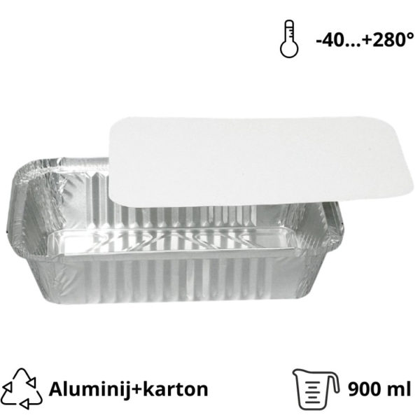 Alu posuda za poklopcem 900 ml 212x147x48 mm, komplet, 100 kom