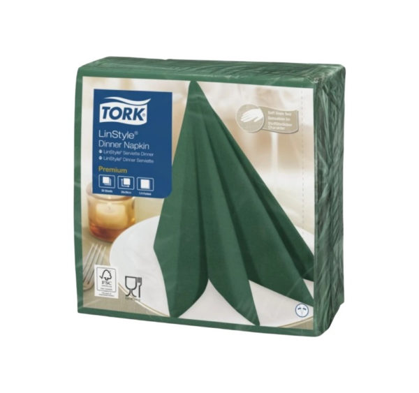Salvete za večeru Tork Premium Linstyle® 39×39 cm, 50 l/pak, borova zelena