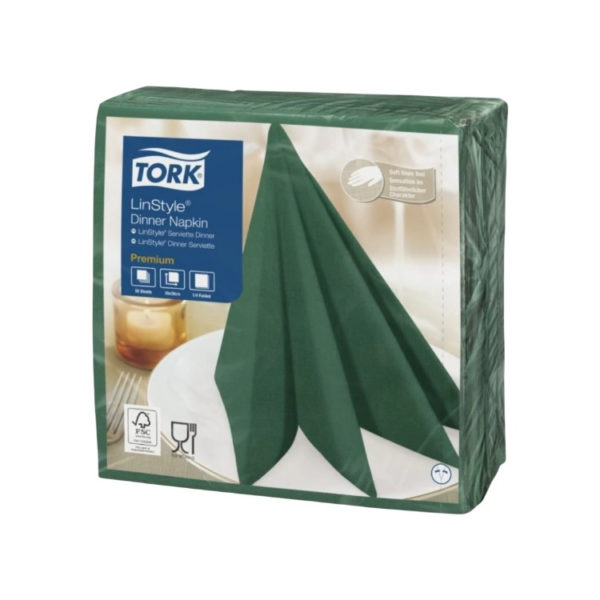 Salvete za večeru Tork Premium Linstyle® 39×39 cm, 50 l/pak, borova zelena