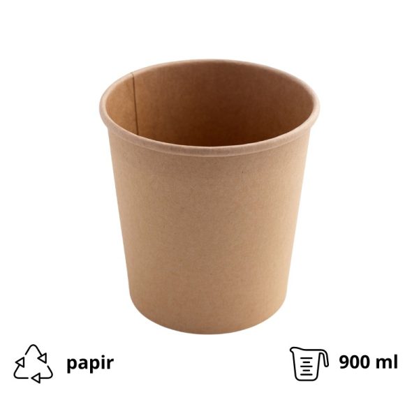 Papirnata posuda 900 ml d=115 mm h=135 mm, kraft, bez poklopca 50 kom