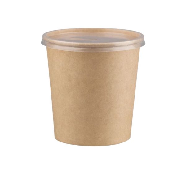 Papirnata posuda za poklopcem 900 ml d=115 mm h=135 mm, kraft, komplet, 50 kom