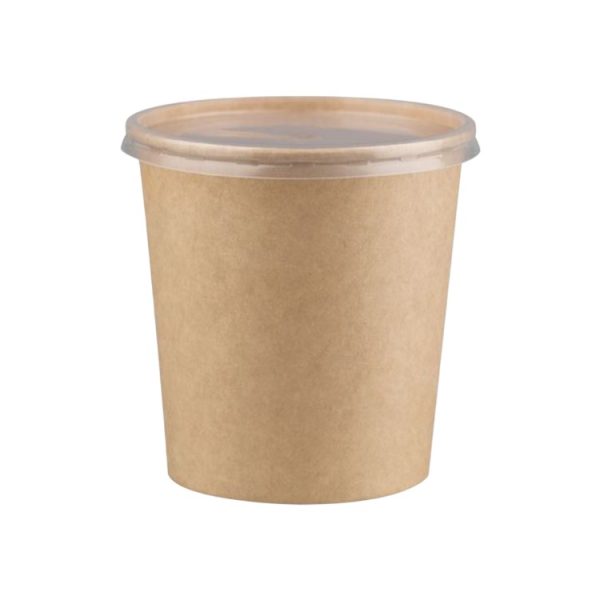 Papirnata posuda za poklopcem 900 ml d=115 mm h=135 mm, kraft, komplet, 50 kom
