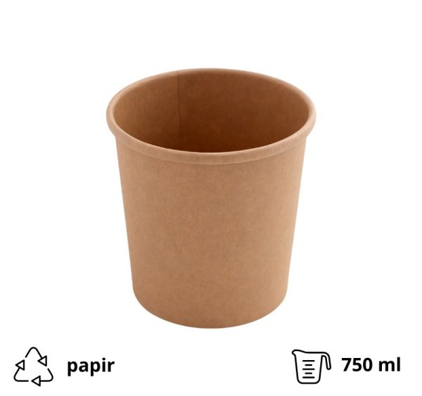 Papirnata posuda 750 ml d=115 mm h=116 mm, kraft, bez poklopca 50 kom