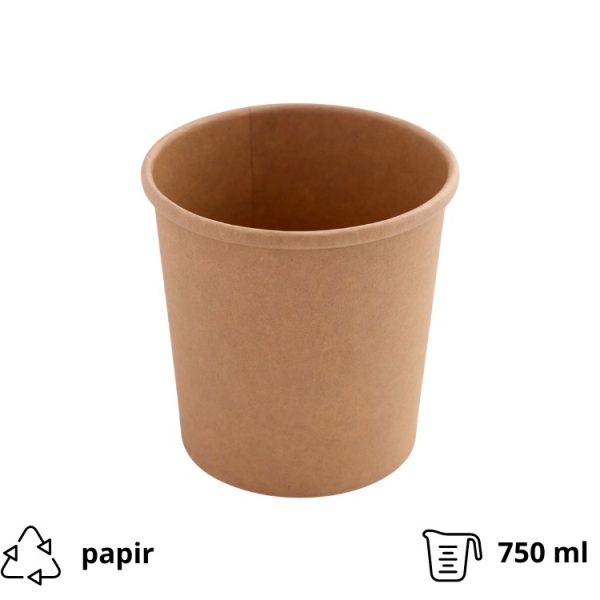Papirnata posuda 750 ml d=115 mm h=116 mm, kraft, bez poklopca 50 kom