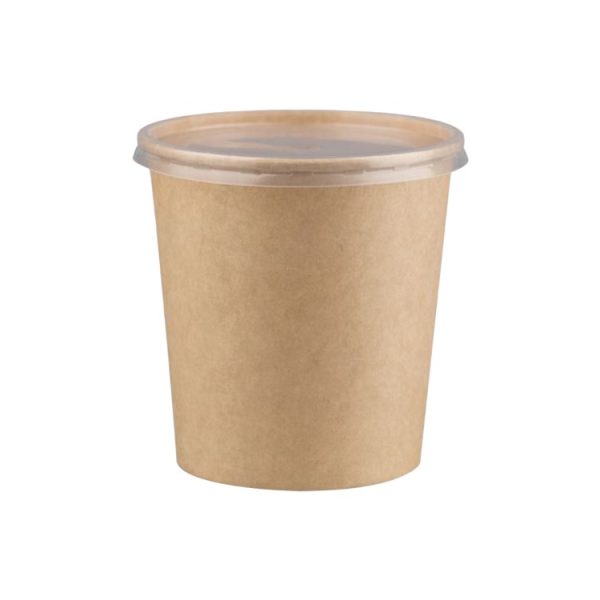 Papirnata posuda za poklopcem 750 ml d=115 mm h=116 mm, kraft, komplet, 50 kom