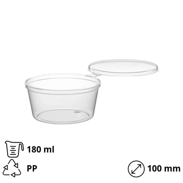 Posuda za umake sa poklopcem 180 ml PP d=100 mm 50 kom