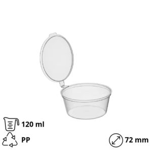 Posuda za umake sa poklopcem PP 120 ml d=72 mm 50 kom