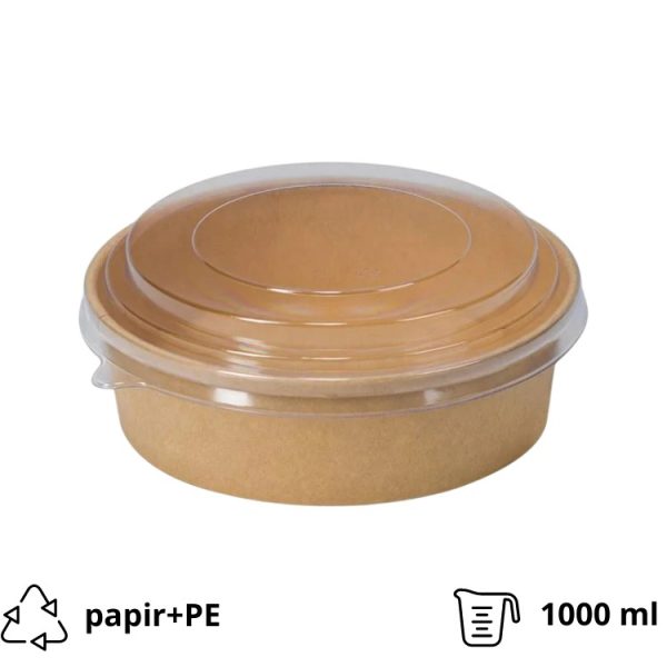 Papirnata posuda 1000 ml d=187 mm h=50 mm kraft s poklopcem 50 kom