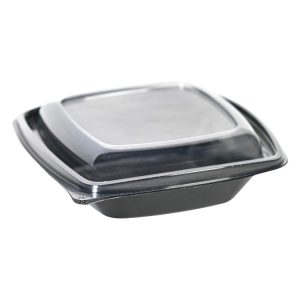 Posuda PET za poklopcem 750 ml 185x185x45 črna, 50 kom (komplet)