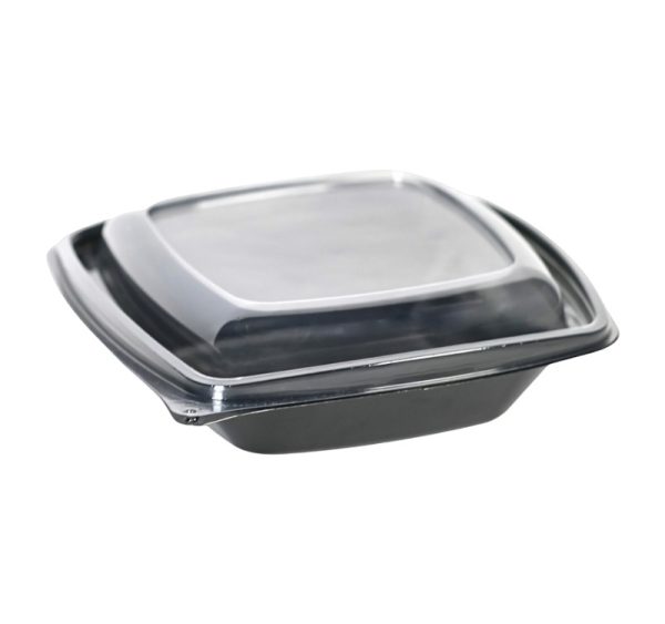 Posuda PET za poklopcem 750 ml 185x185x45 črna, 50 kom (komplet)