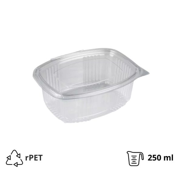 Posuda s ravnim poklopcem rPET 250 ml prozirna [100 kom/pak]