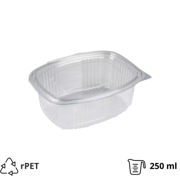 Posuda s ravnim poklopcem rPET 250 ml prozirna [100 kom/pak]