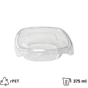 Posuda s ravnim poklopcem rPET 375 ml prozirna [100 kom/pak]