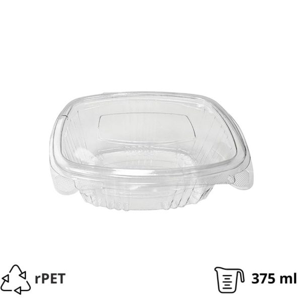 Posuda s ravnim poklopcem rPET 375 ml prozirna [100 kom/pak]