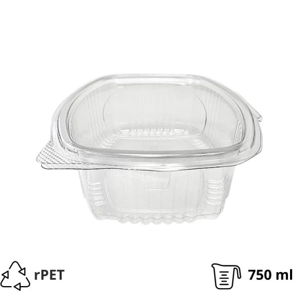 Posuda s ravnim poklopcem rPET 750 ml prozirna [100 kom/pak]