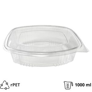 Posuda s ravnim poklopcem rPET 1000 ml prozirna [100 kom/pak]