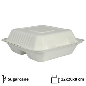 Embalaža BIO 22х20х8 cm 3-delna,  50kos/pak  sladkorni trs [200 kom/pak]