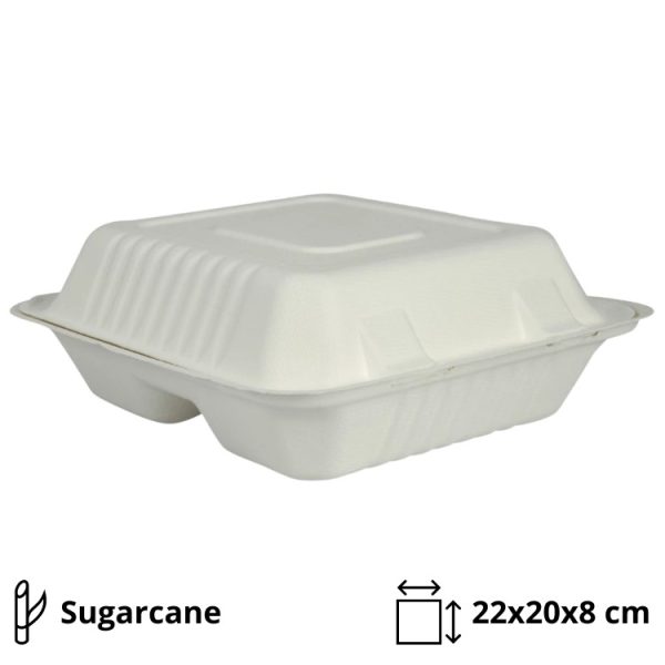 Embalaža BIO 22х20х8 cm 3-delna,  50kos/pak  sladkorni trs [200 kom/pak]