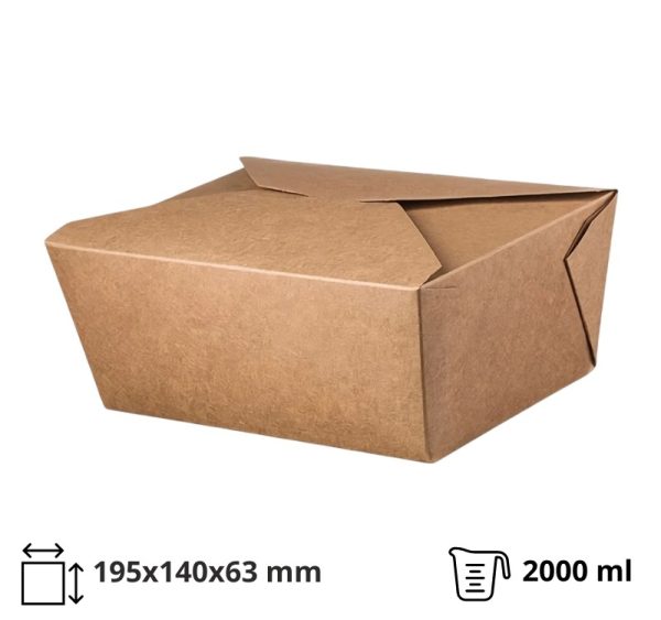 Papirnata posuda 2000 ml 195х140х63 mm kraft [50 kom/pak]