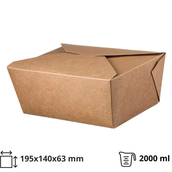 Papirnata posuda 2000 ml 195х140х63 mm kraft [50 kom/pak]