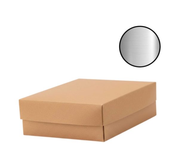 Kutija s poklopcem za desert 22×21,5×8 cm KRAFT (unutarnja metalizirana PET) [18 kom/pak]