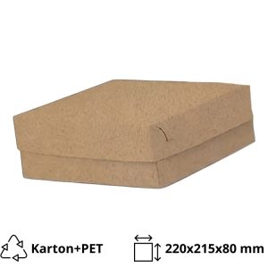 Kutija s poklopcem za desert 22×21,5×8 cm KRAFT (unutarnja metalizirana PET) [37 kom/pak]