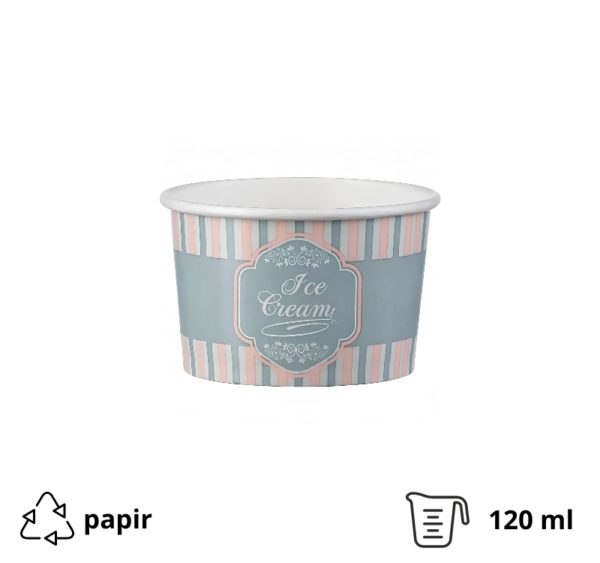 Papirnata skodelica120 ml (4oz) ICE CREAM design d=7,7cm, h=4,8cm [50 kom/pak]
